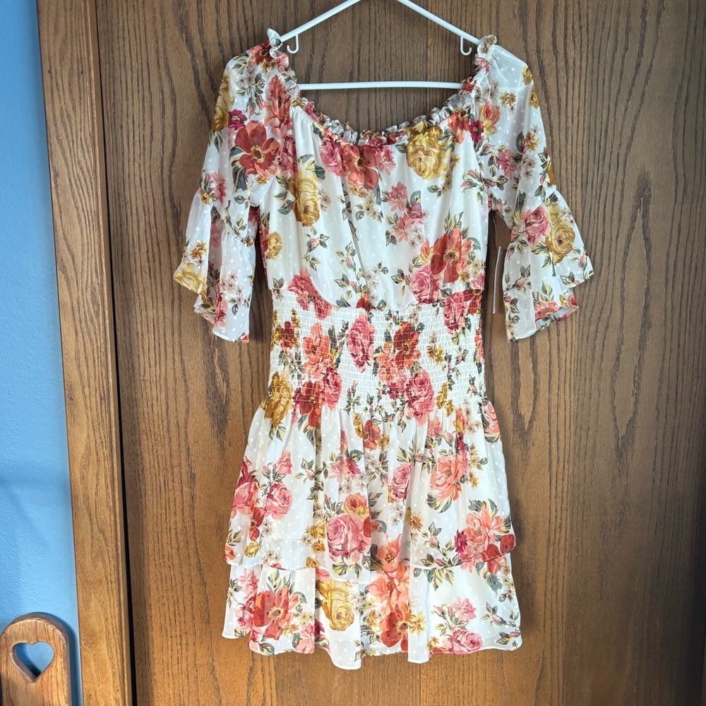 NWT Premier Amour off shoulder floral fit & flare mini dress size 6